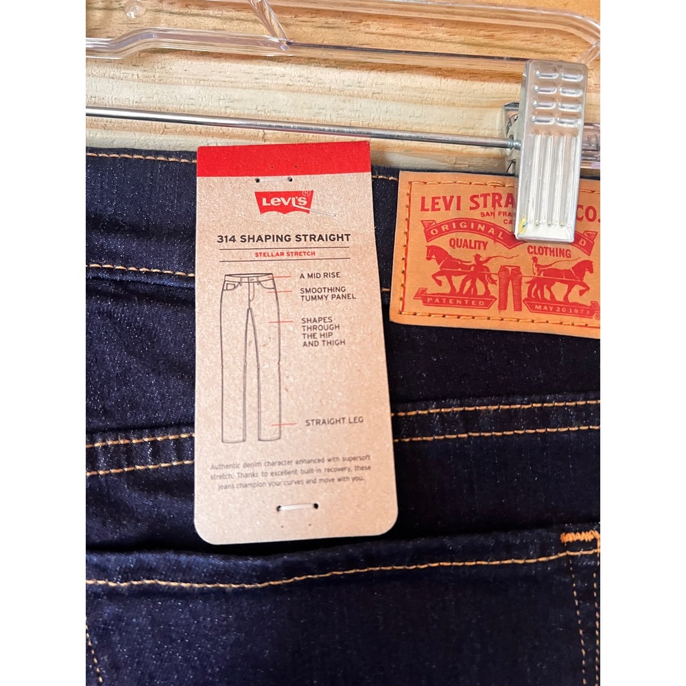 Levis 314 Shaping Straight Jeans Womens 12 31 Dark Wash Indigo Stellar Stretch - Picture 4 of 5